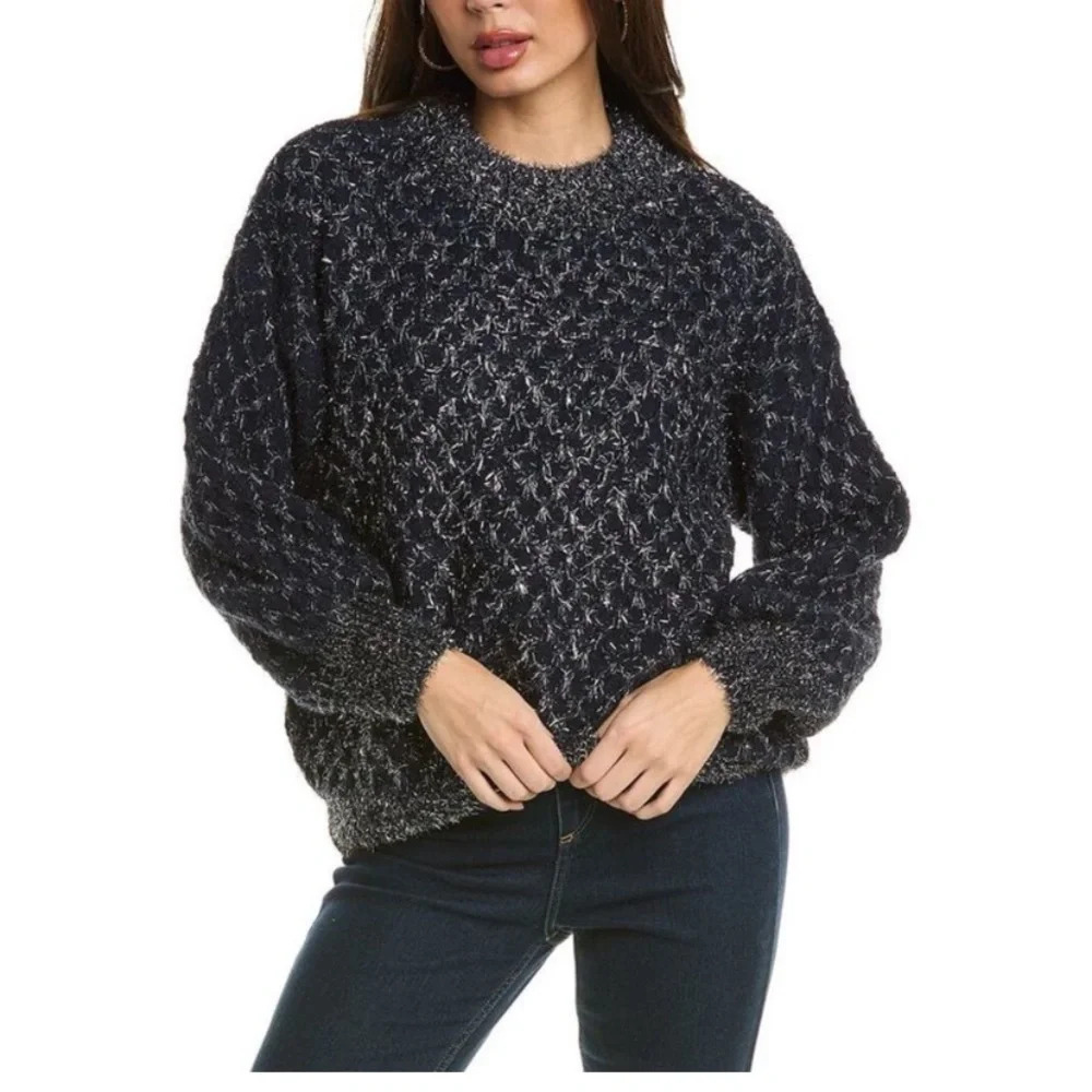 NWT RAGA Navy Blue Tinsel Sweater